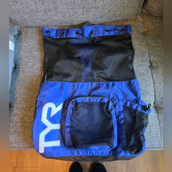TYR Blue Mesh Drawstring Backpack - Picture 2 of 4
